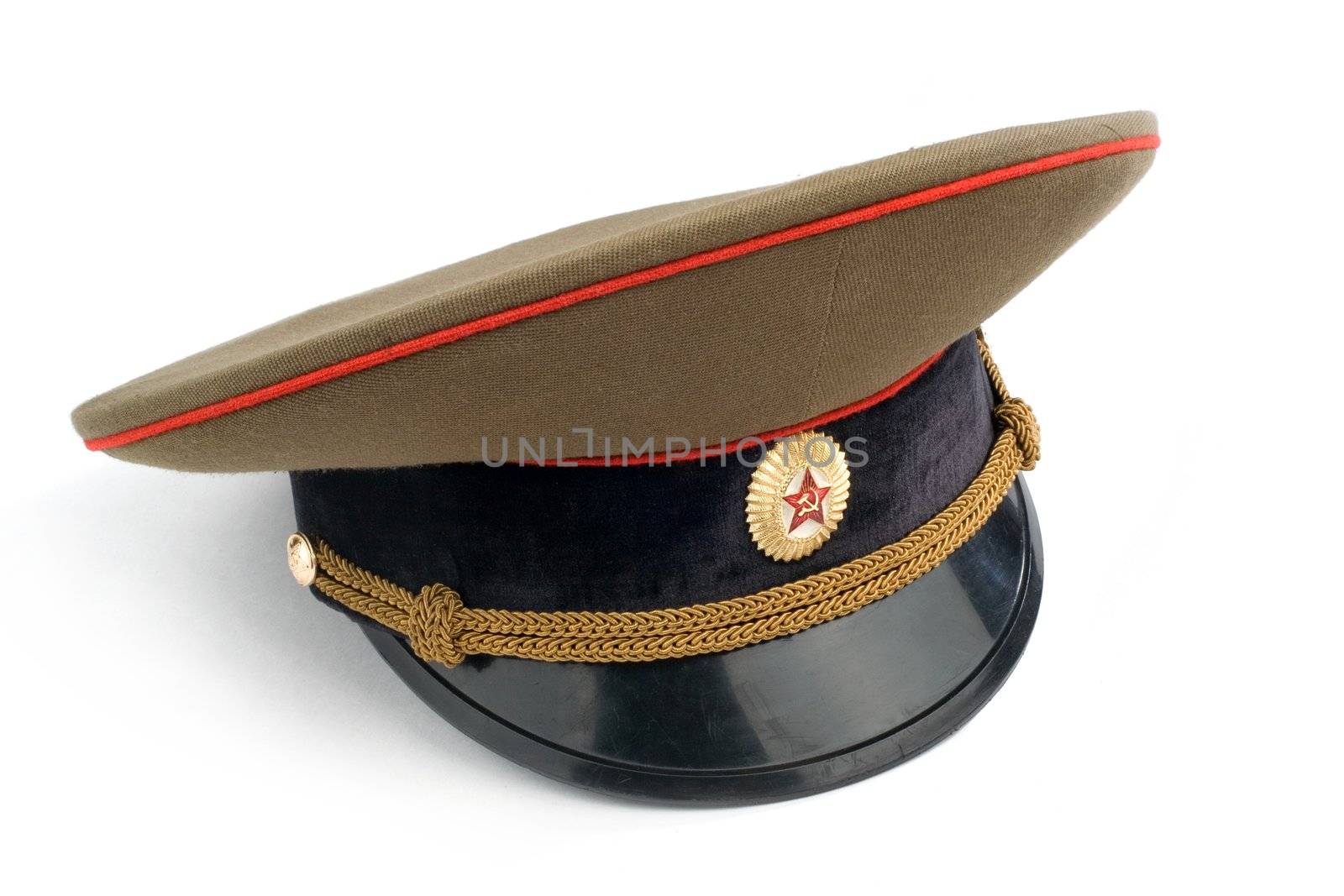 Soviet Army cap on a white background