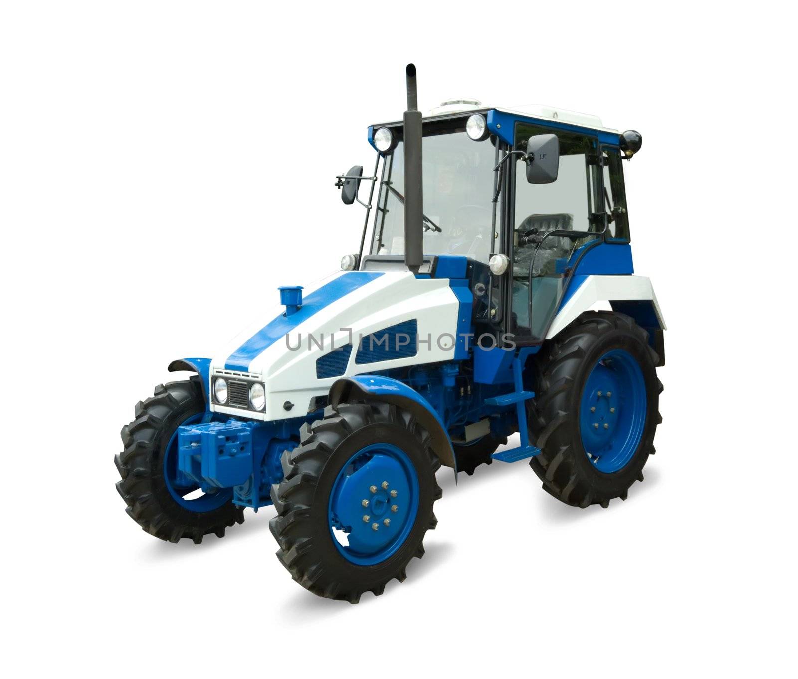 
new blue bulldozer. Isolated with clipping path