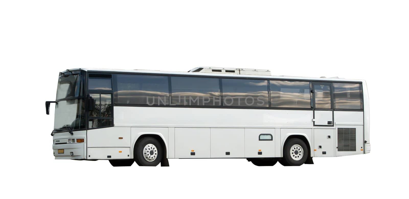 White passenger bus on white. Isolated whith clipping path