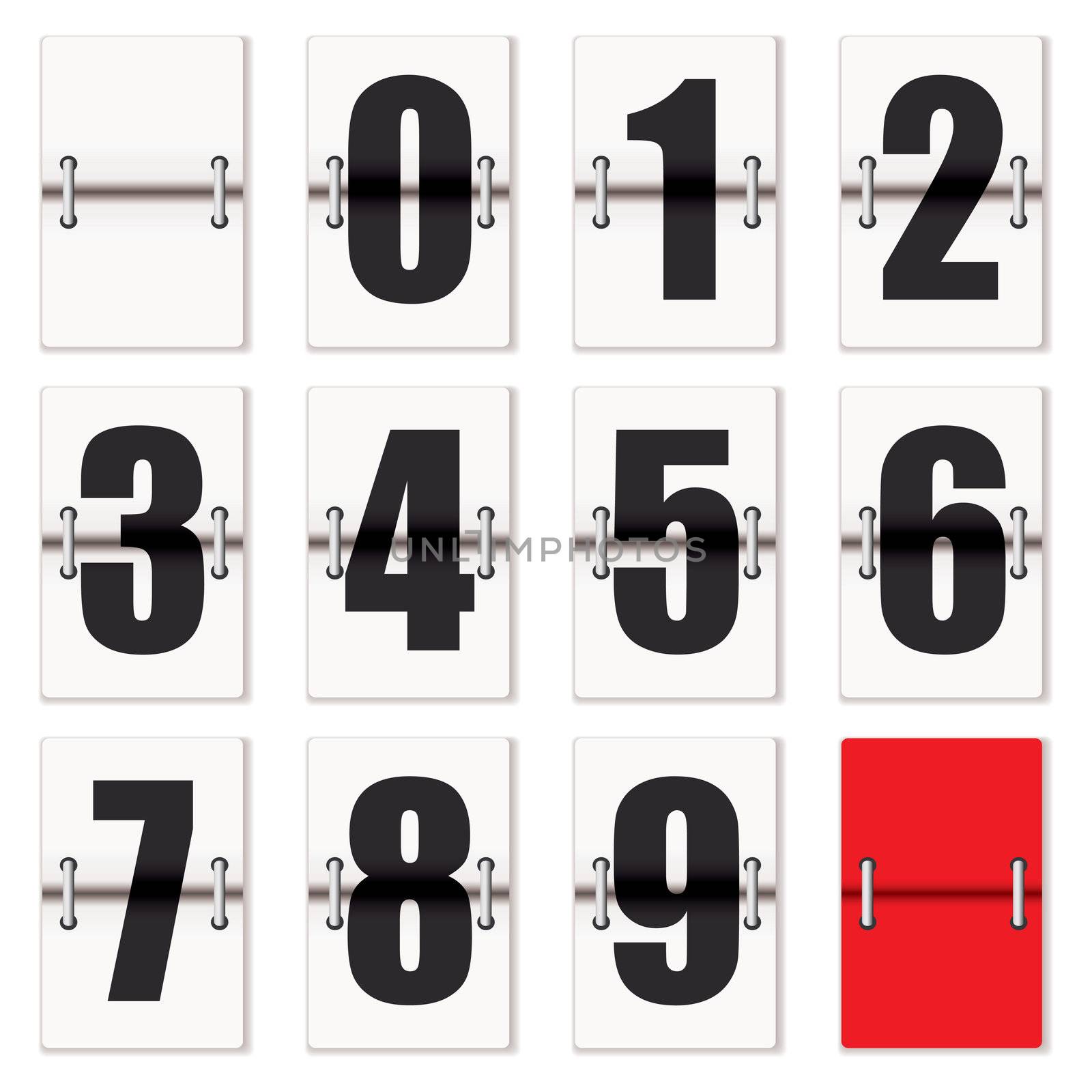 Number cards with counter flaps as used on train time tables