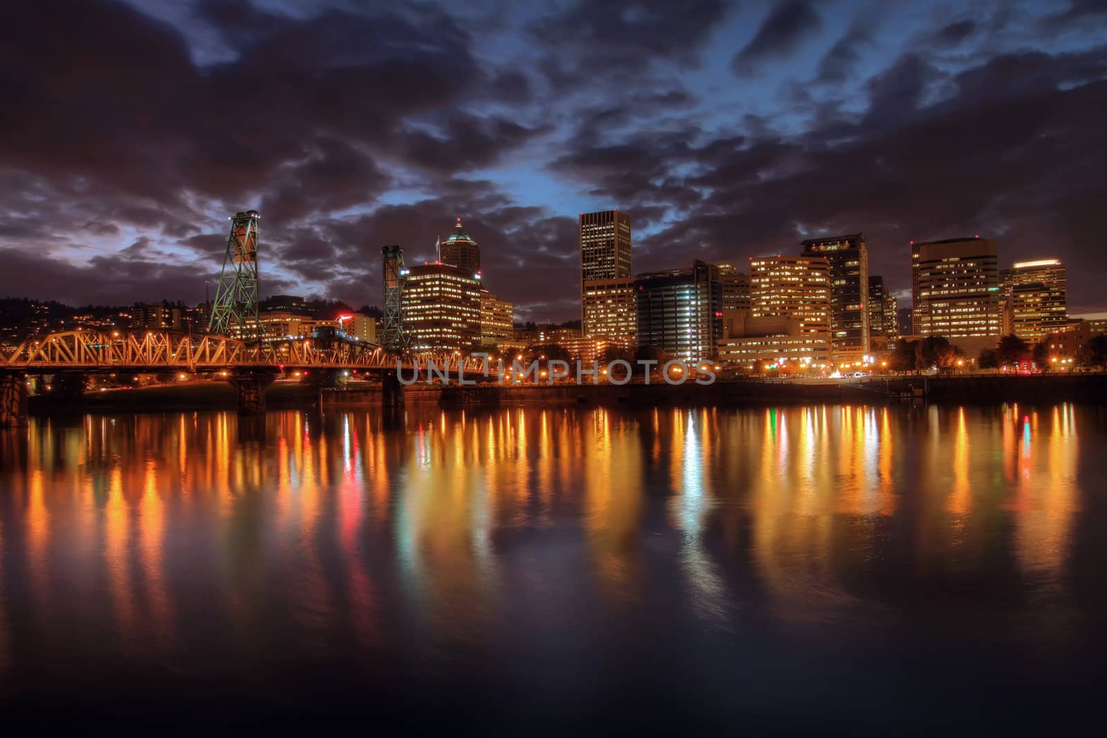 Portland Downtown Skyline at Night by Davidgn