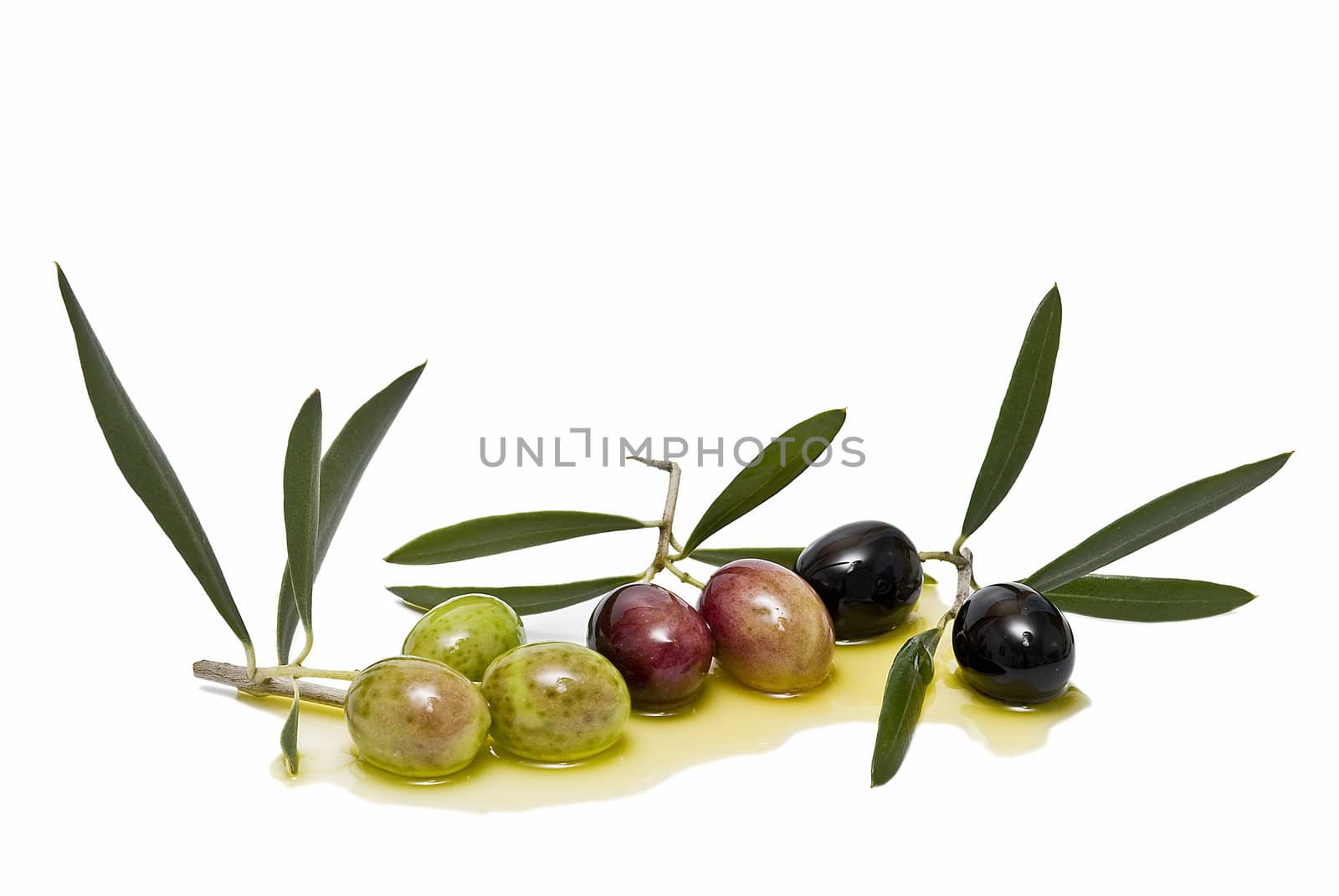 Some olives on some oil.