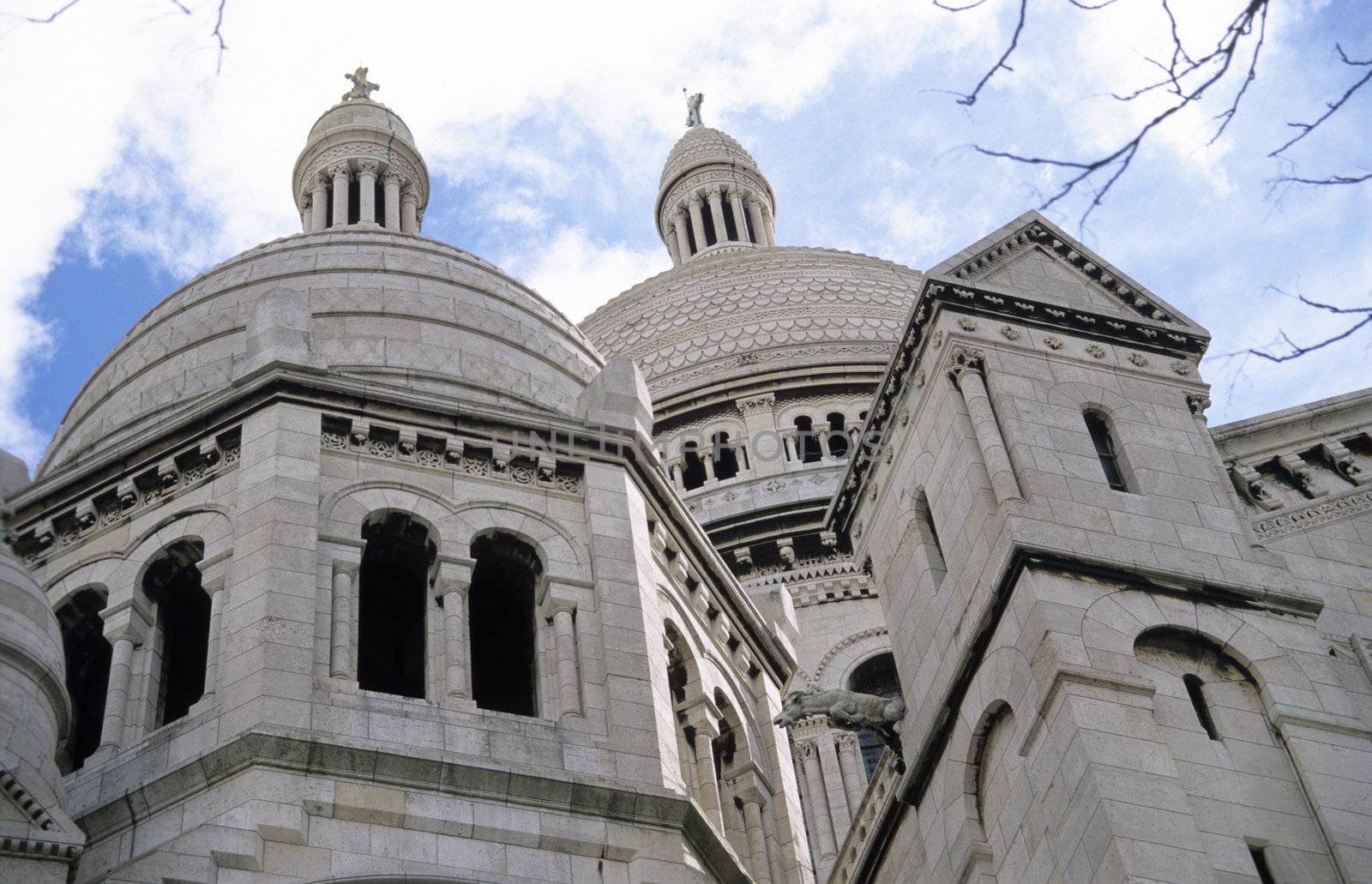 View of the famous Sacre Coeur church in Paris, France. 