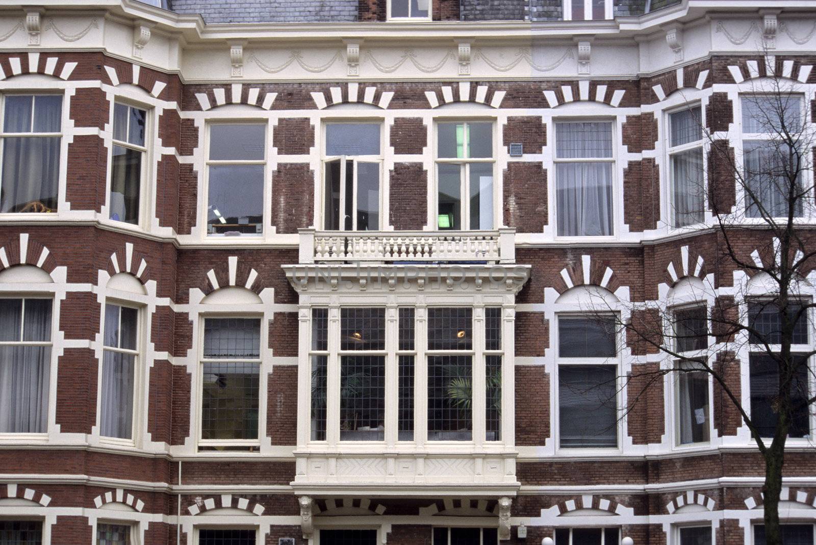 windows of a traditional dutch apartment building.