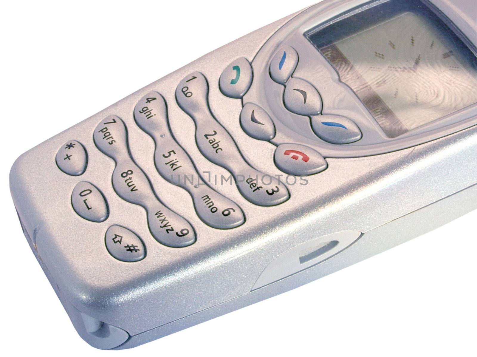 silver mobile phone isolated