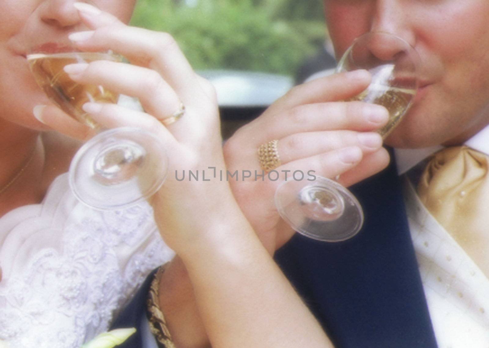 soft focus of a couple toasting each other