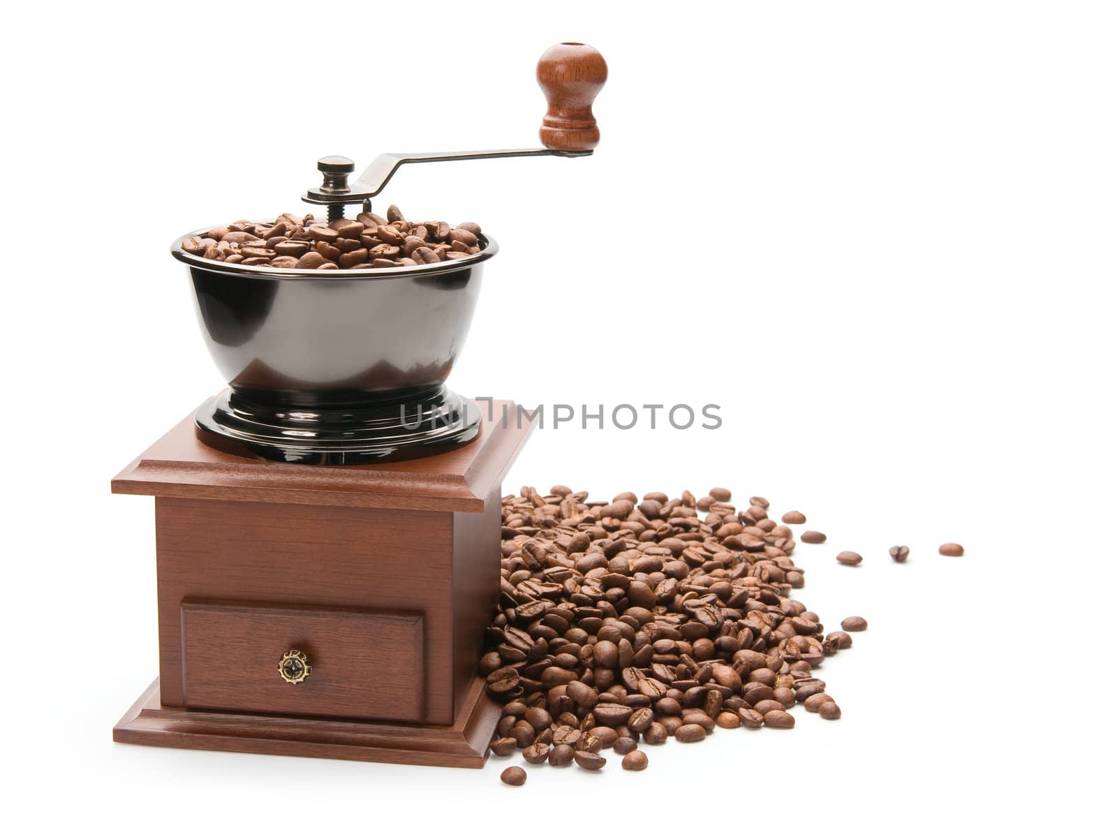 Old coffee grinder, isolated on white background