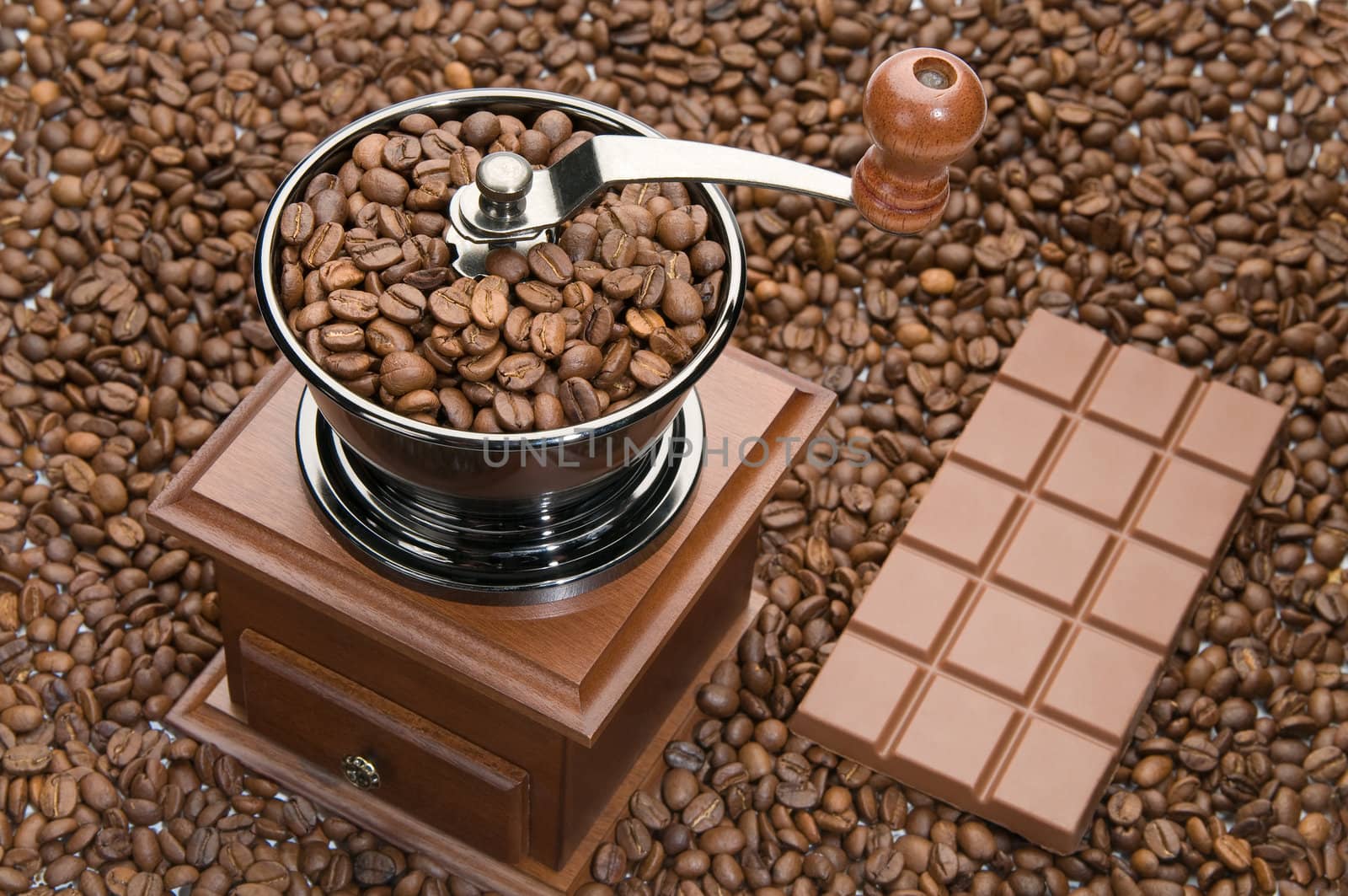 Old coffee grinder and Chocolate by zeffss