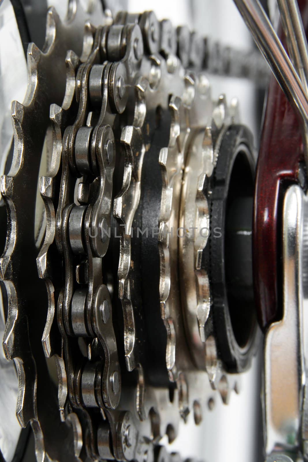 Bicycle gears.  Chainrings set closeup.