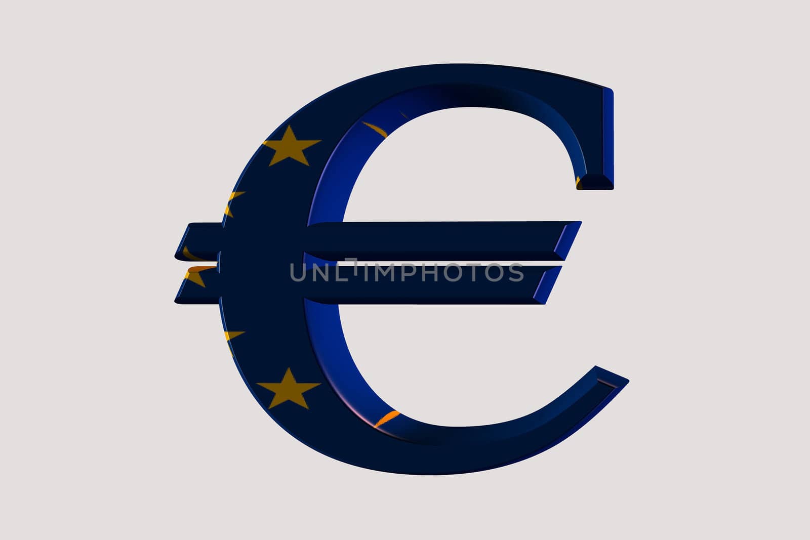 3d illustration of the euro textured in european flag