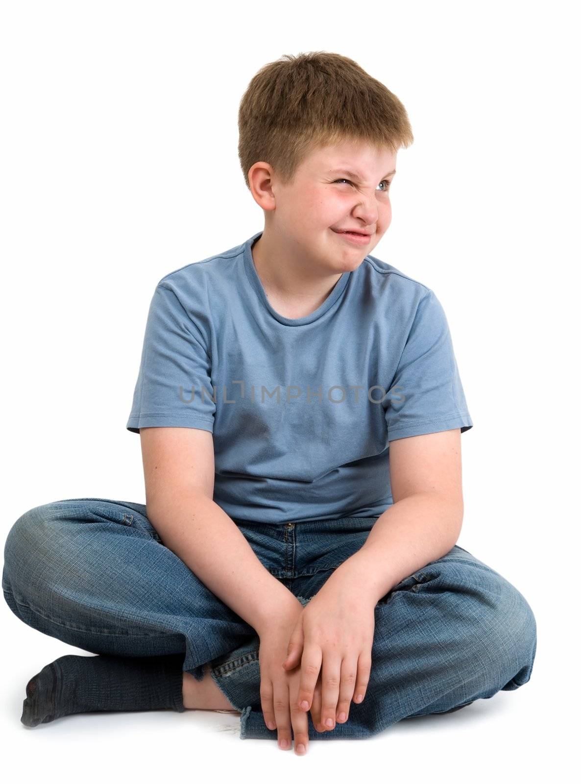 smiling little boy on a white background