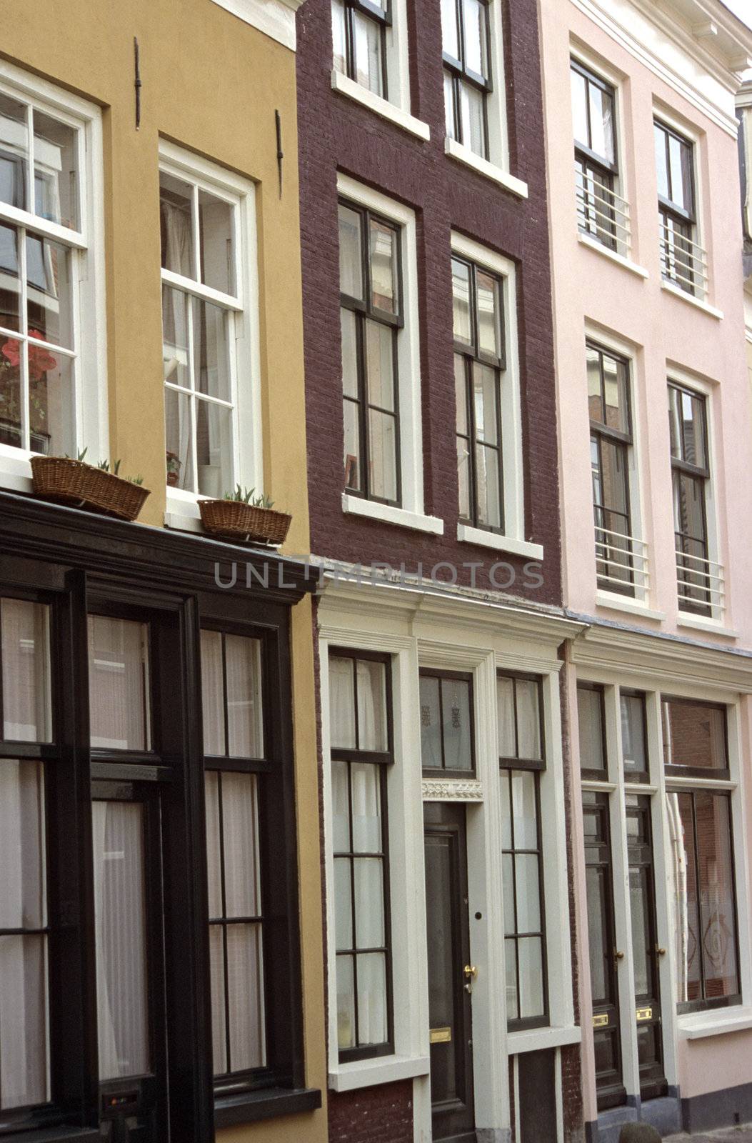 Colourful row houses in the city centre of Utrecht, the Netherlands.