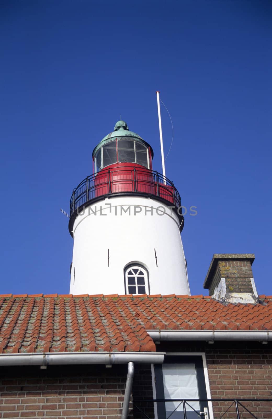 A lighthouse from below in Urk, the Netherlands.