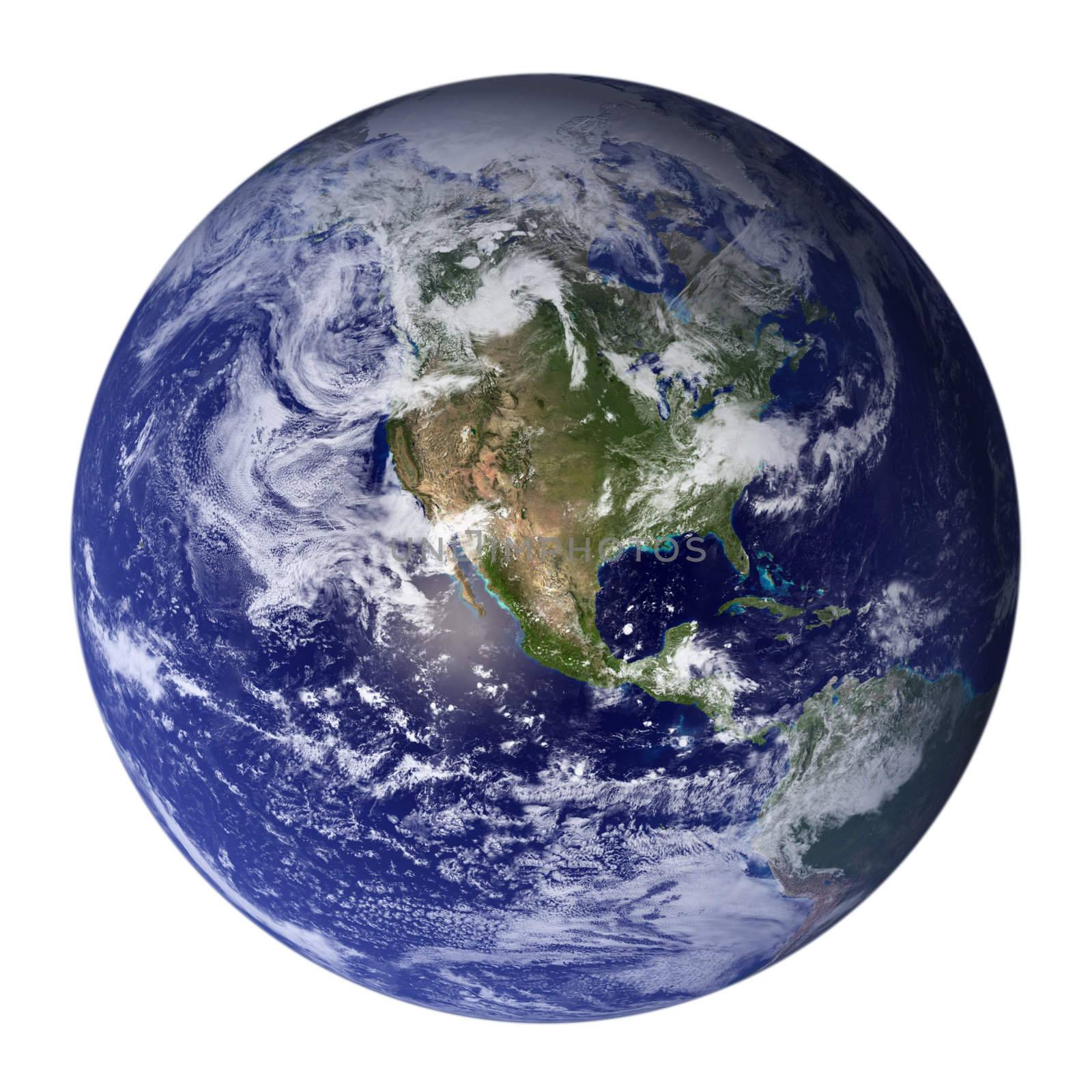 Isolated Earth globe on white background.
The map is public domain from NASA.( visibleearth.nasa.gov)