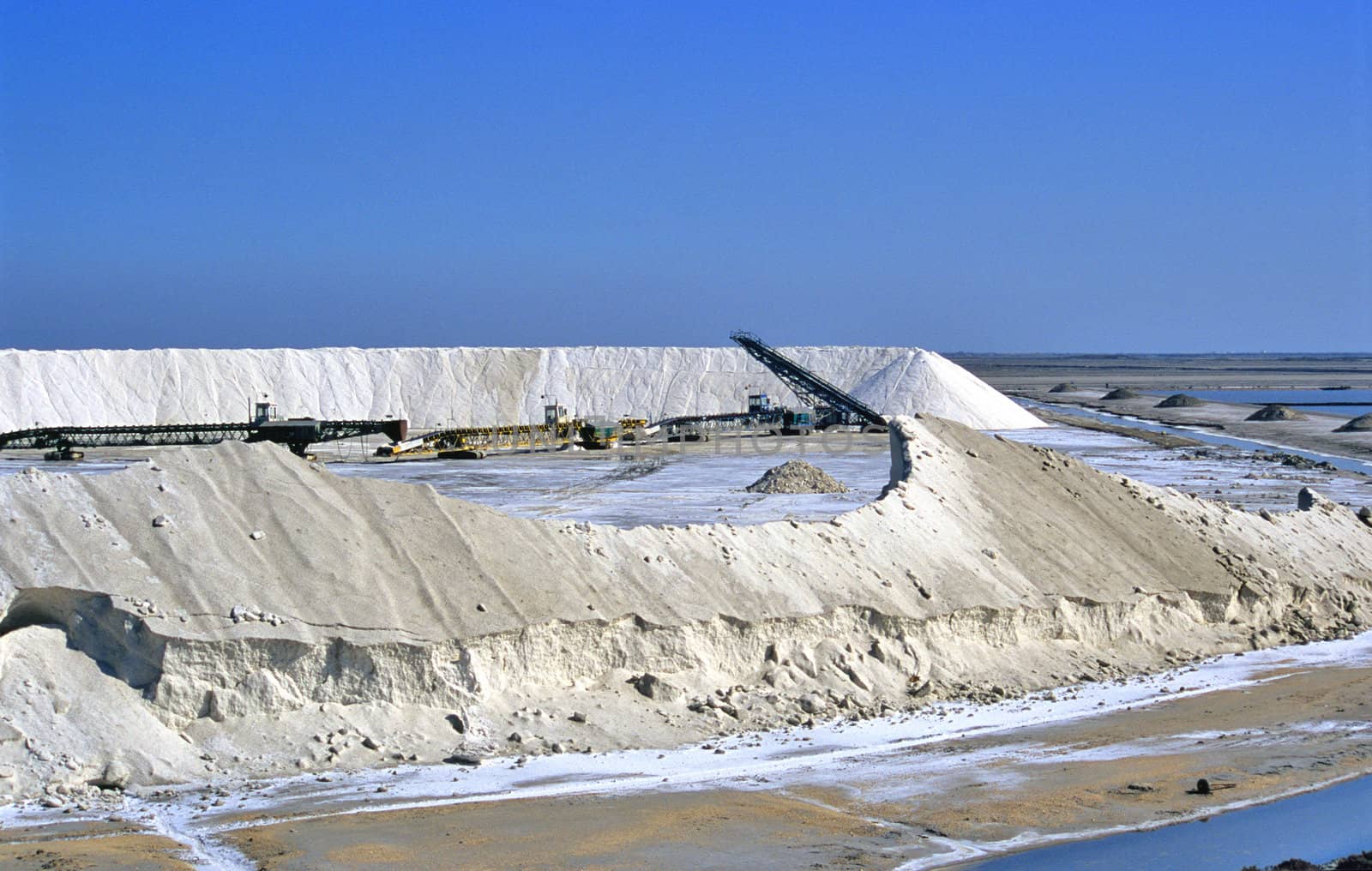 The salt harvest in the Camargue yields the famous fleur de sel from Provence, France.