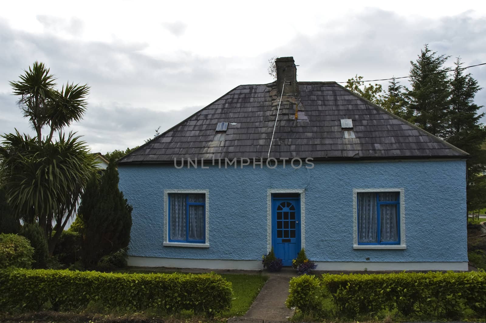 Blue house in Irish village.