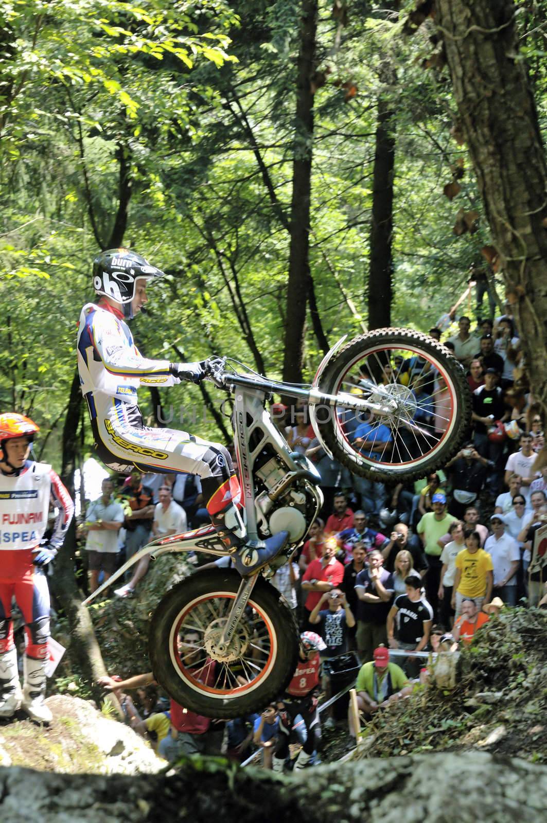Rider jumping during the race