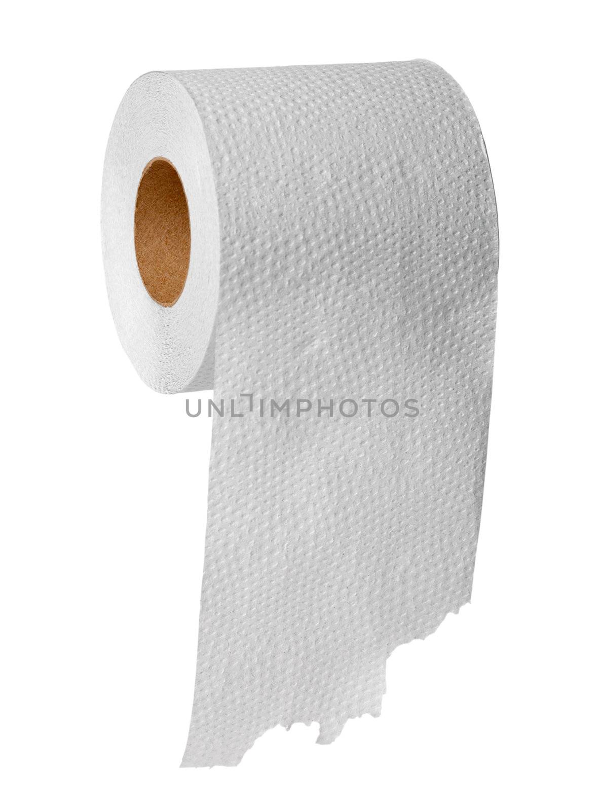 Roll gray toilet paper isolated on white background