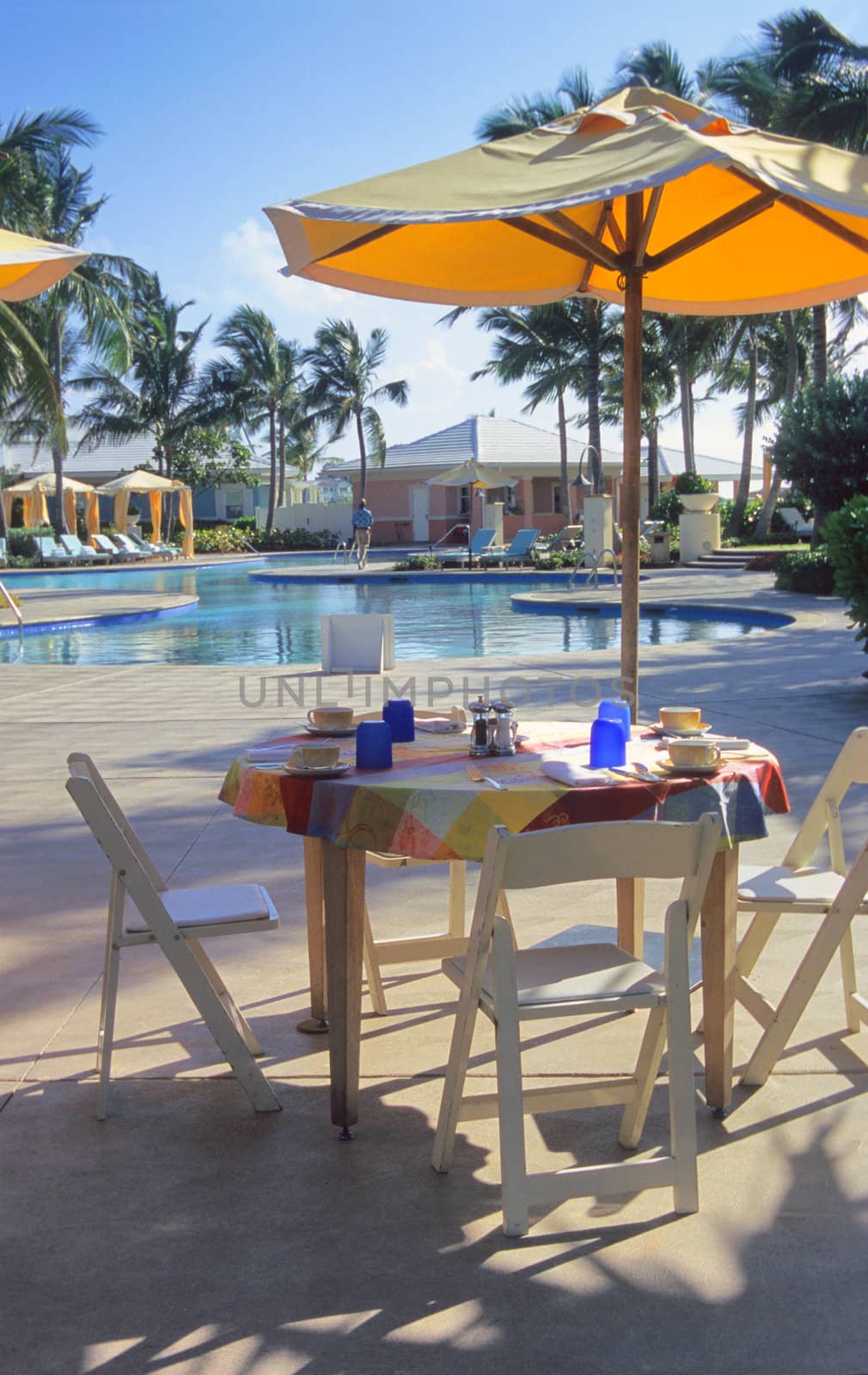 Poolside dining in the Bahamas