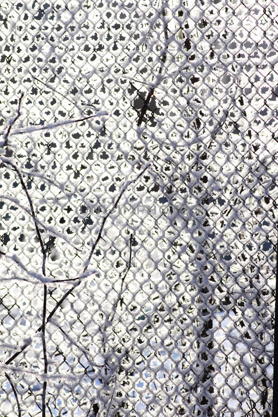 Metal grid covered by a snow removed close up