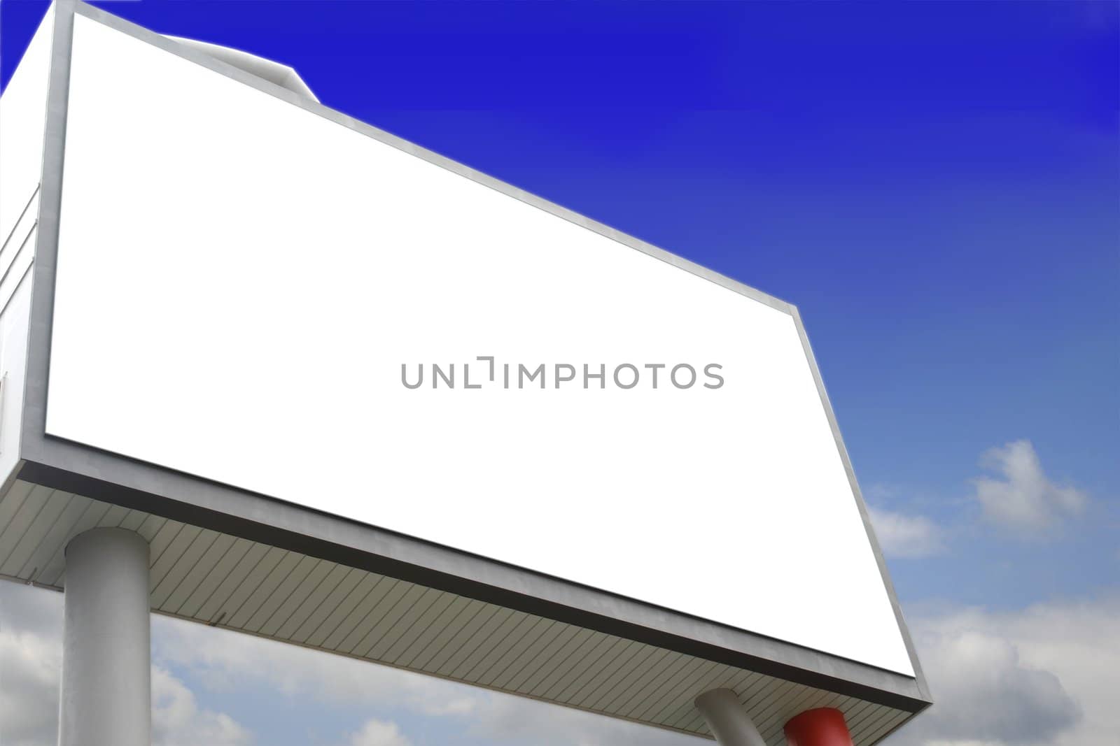 Blank Billboard with radial dusk clouds concept for message advertisement and display