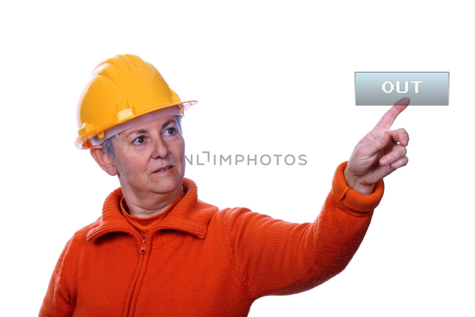 mature woman architect over white background