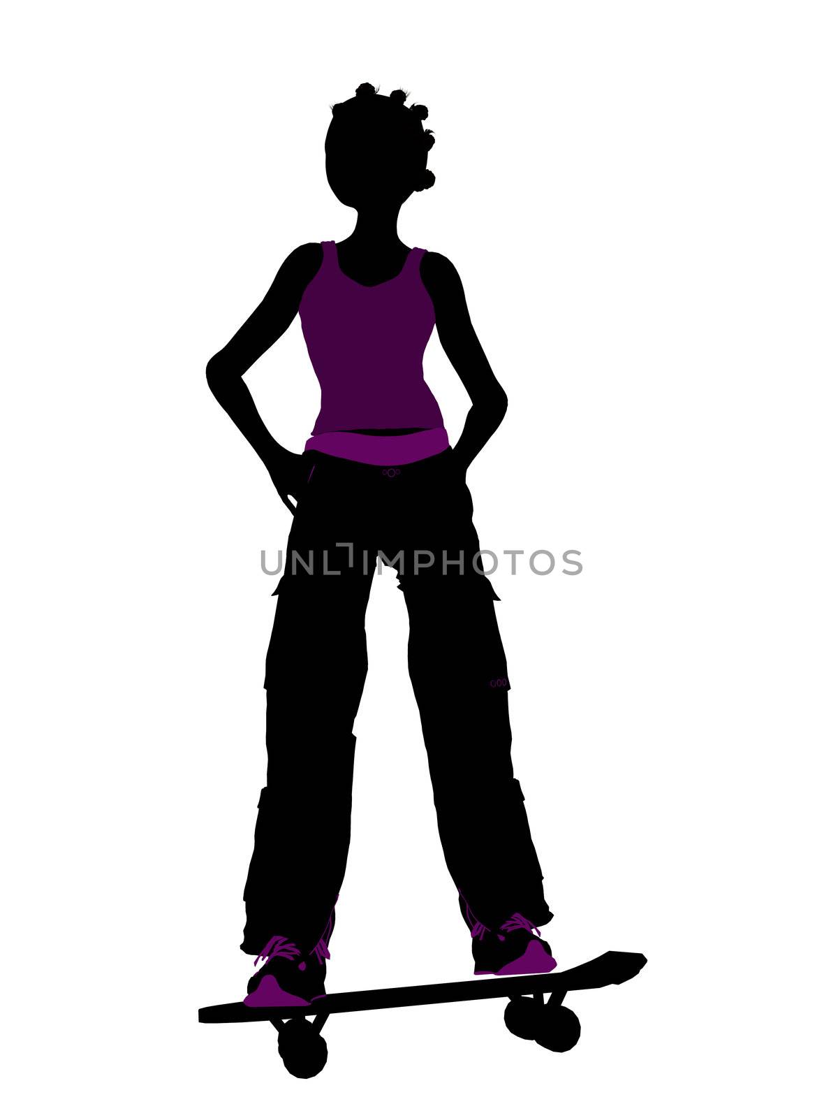 Female skateboarder illustration silhouette on a white background