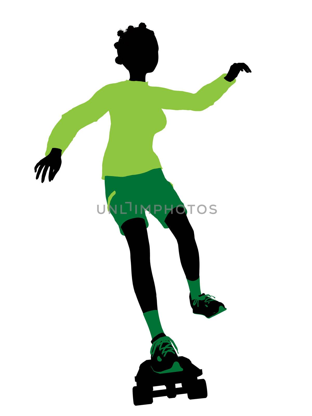 Female skateboarder illustration silhouette on a white background