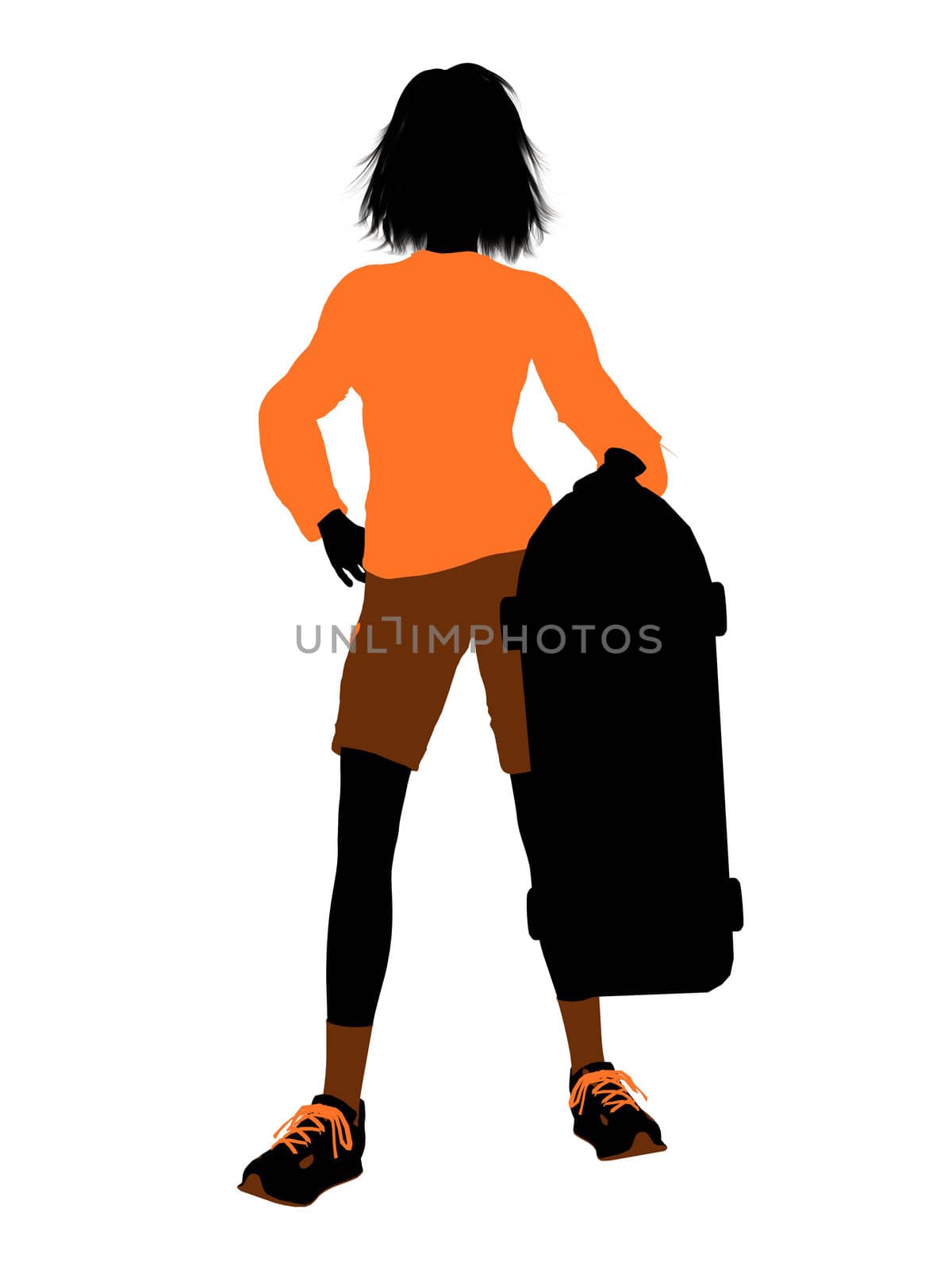 Female skateboarder illustration silhouette on a white background
