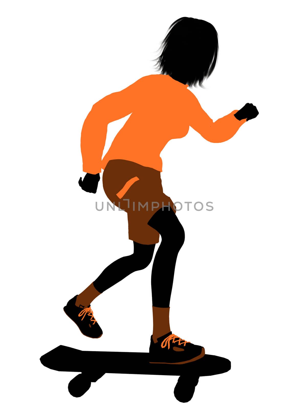 Female skateboarder illustration silhouette on a white background