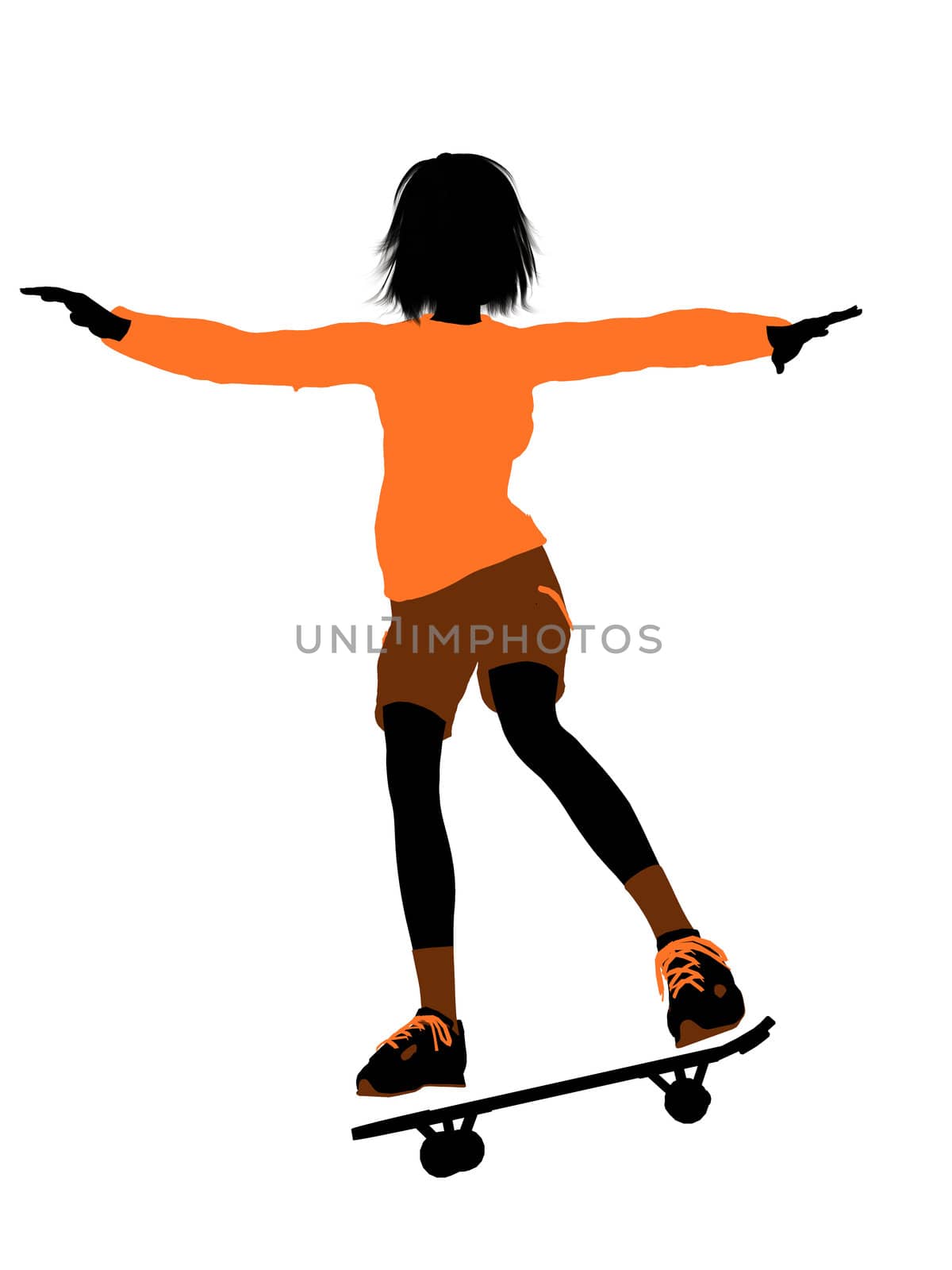 Female skateboarder illustration silhouette on a white background