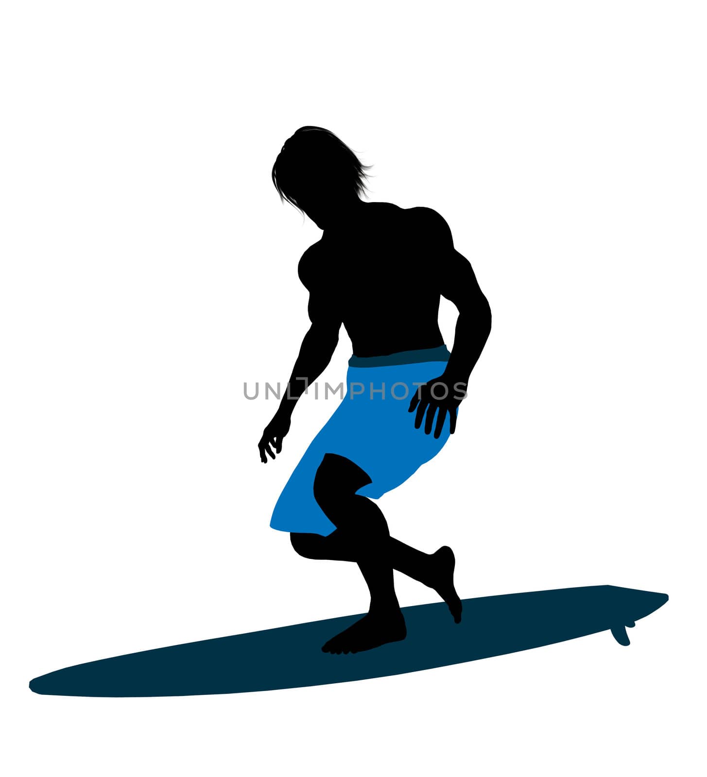 Surfer on a surfboard silhouette illustration on a white background