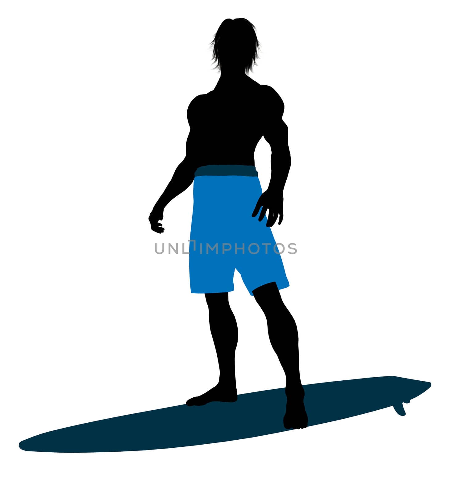 Surfer on a surfboard silhouette illustration on a white background