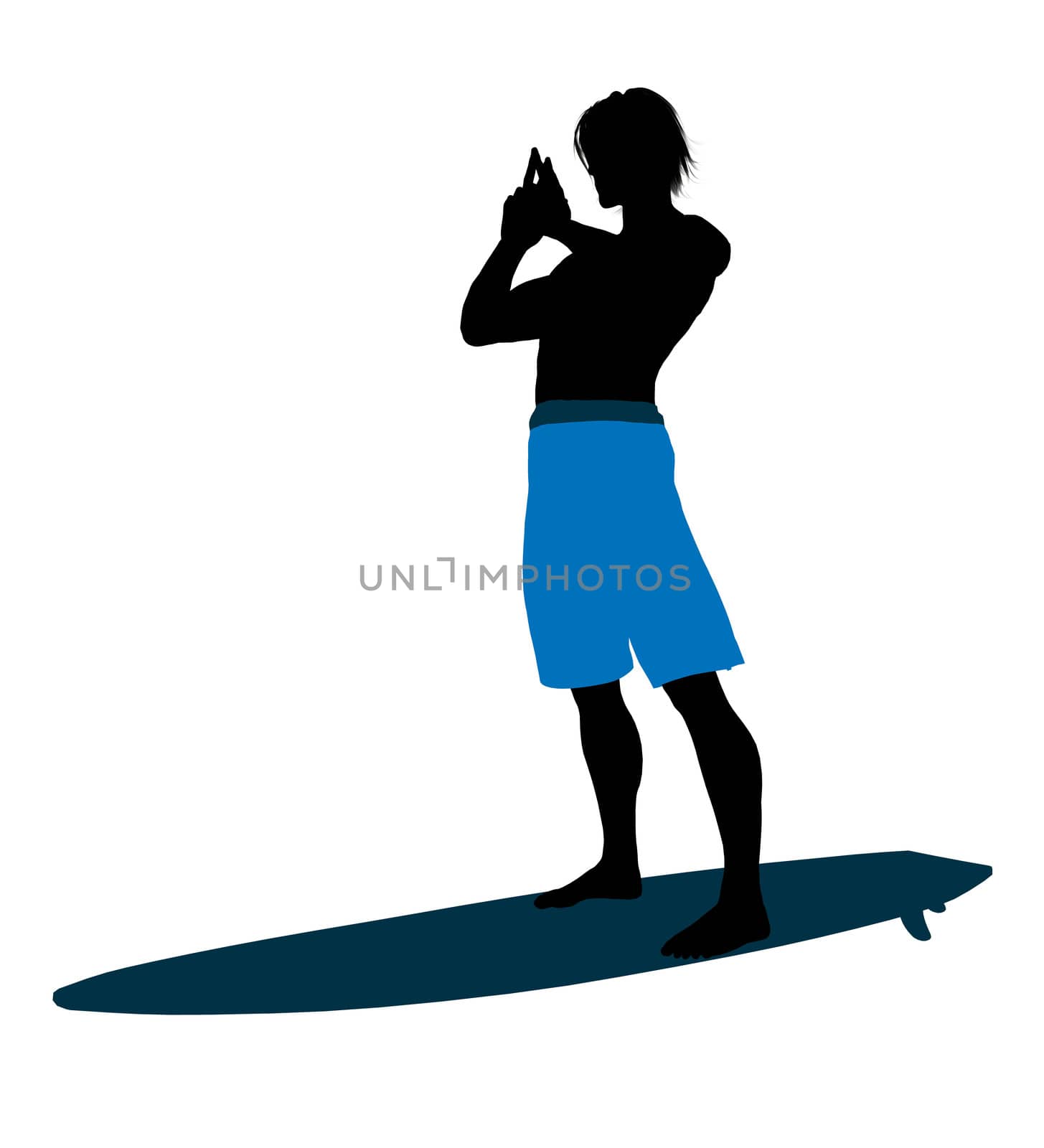 Surfer on a surfboard silhouette illustration on a white background