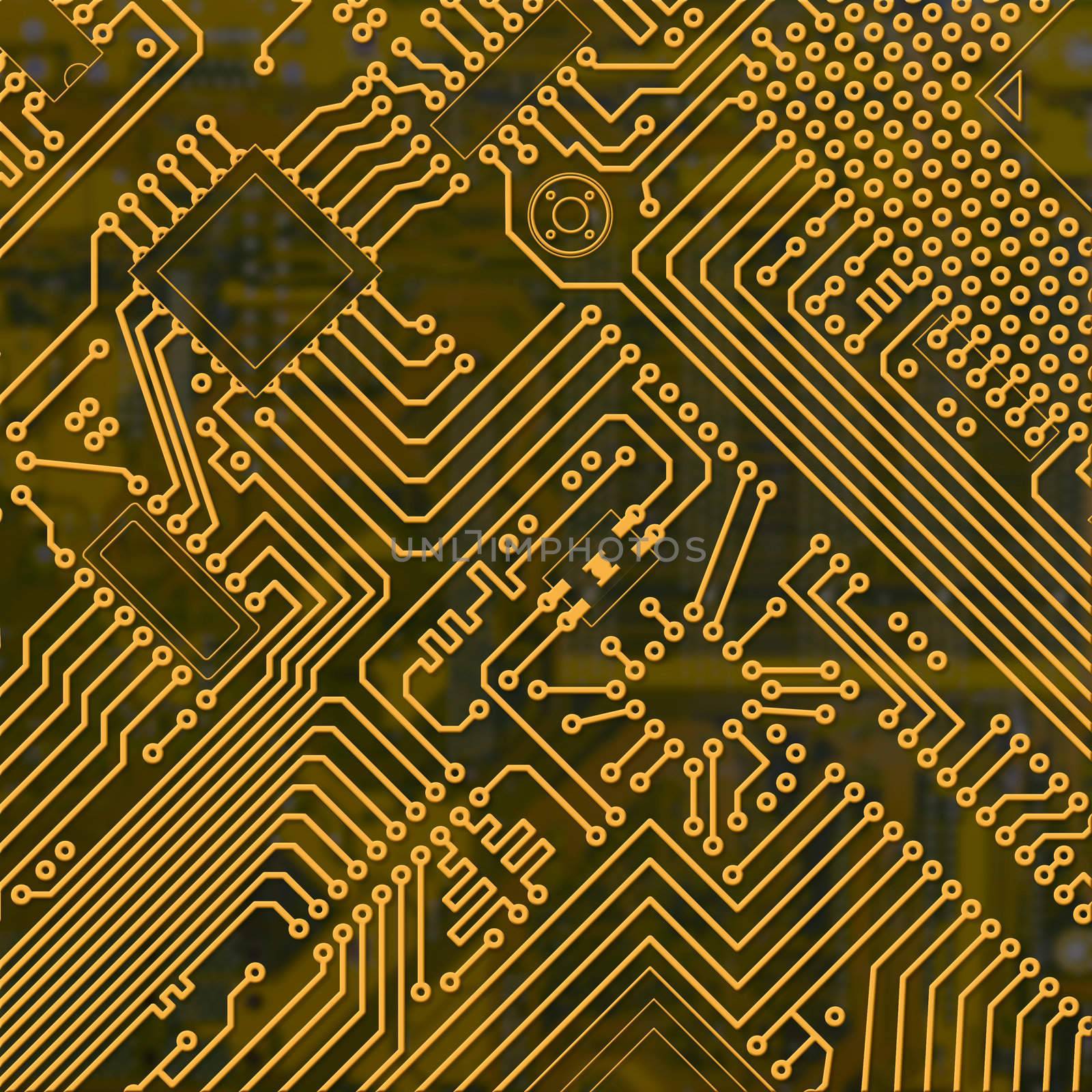 Abstract electronic industrial circuit board background by pzaxe