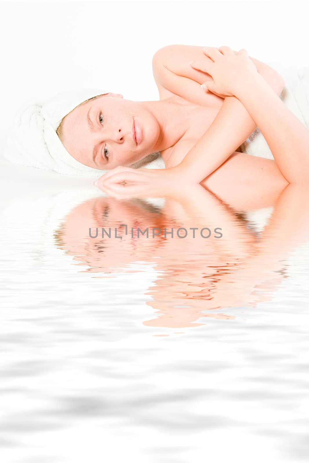 Studio portrait of a spa girl resting