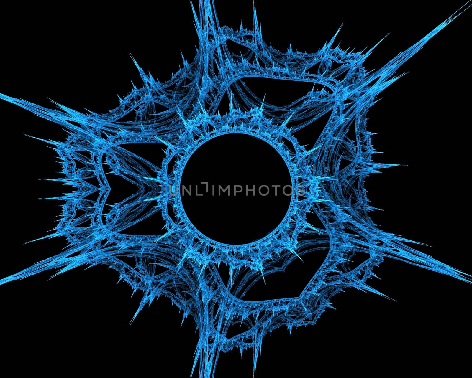 Abstract blue crystal on a background of black