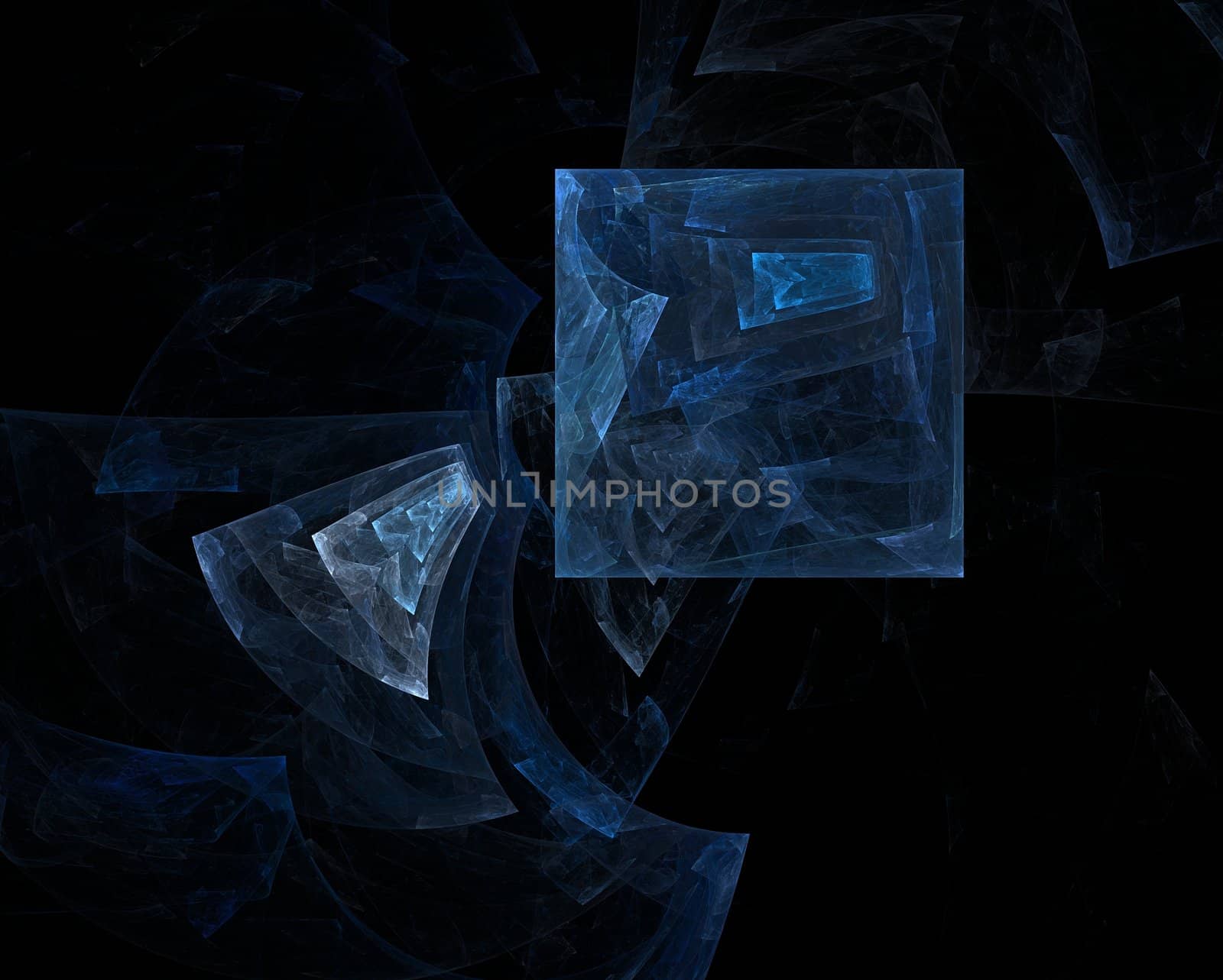 Abstract set of various geometrical figures on a black background