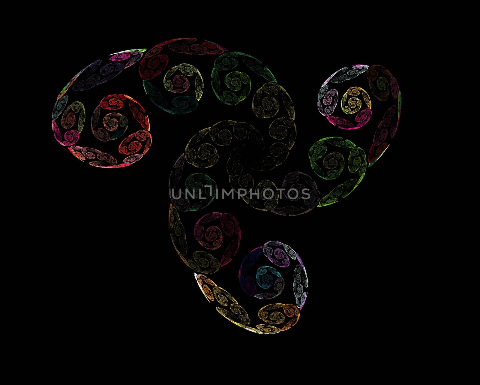 Abstract curved pattern on a background of black