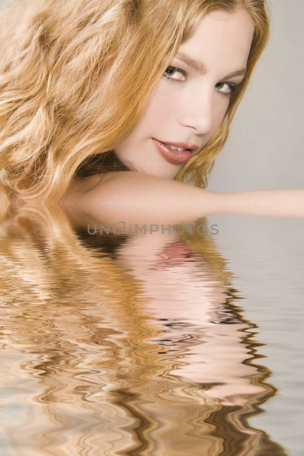 Landscape portrait of a beautiful blond model