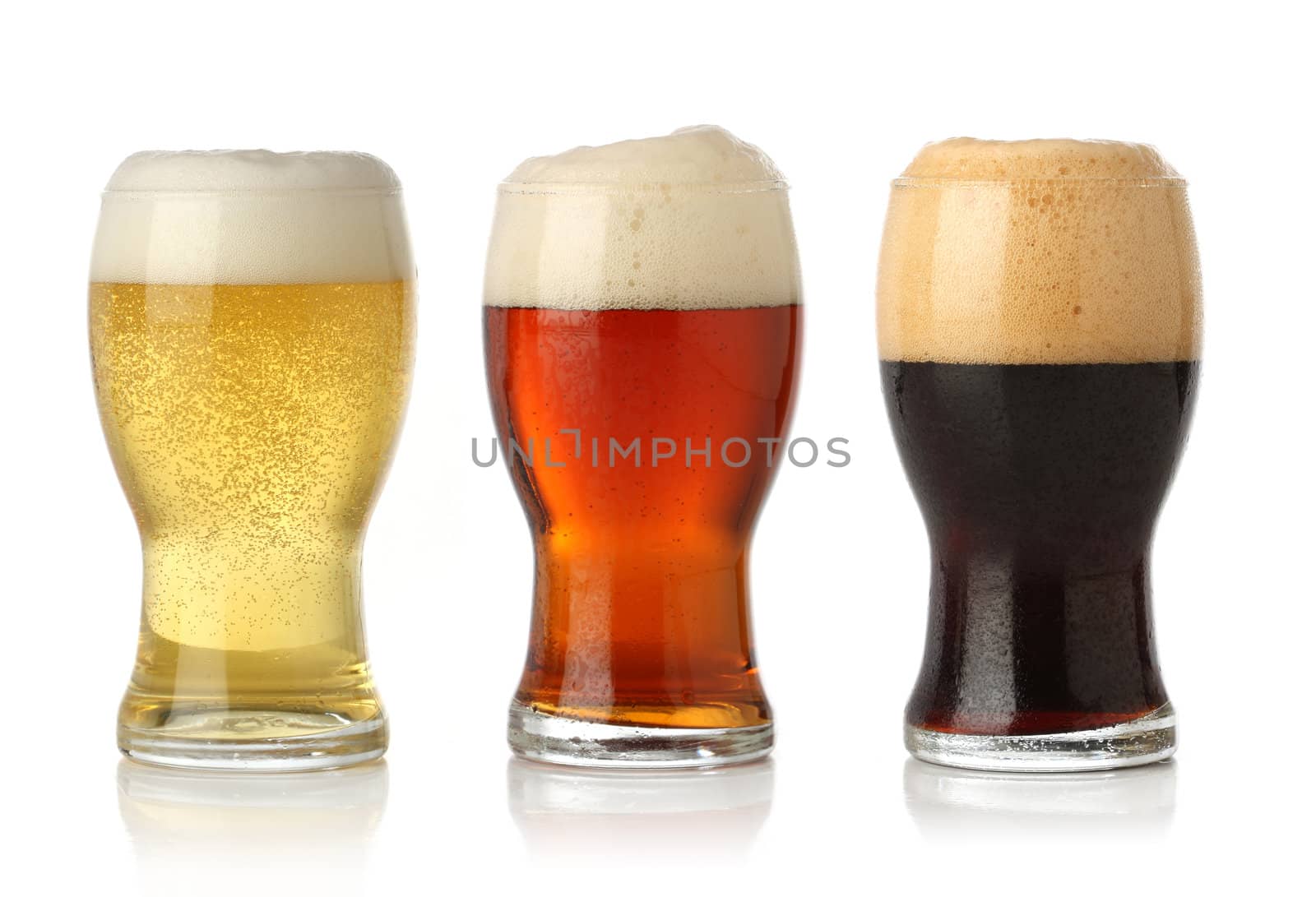 Three cold beer, isolated on white
