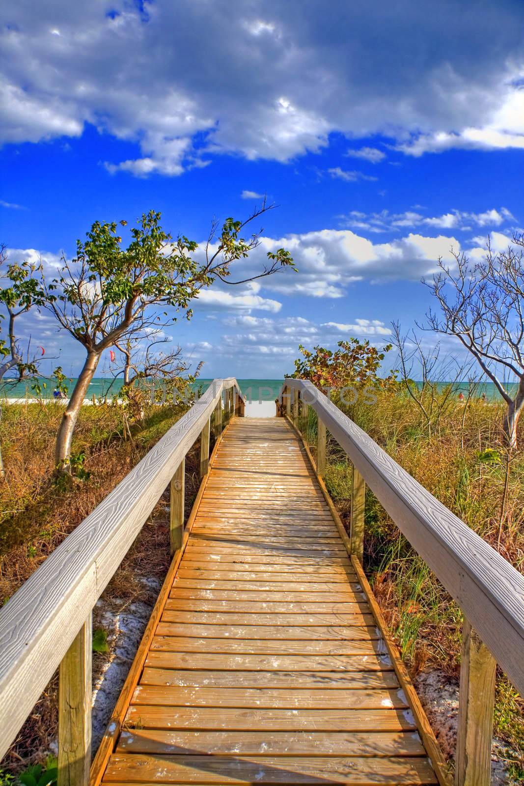 Bridge to the beach in the Tampa area, Florida, USA
