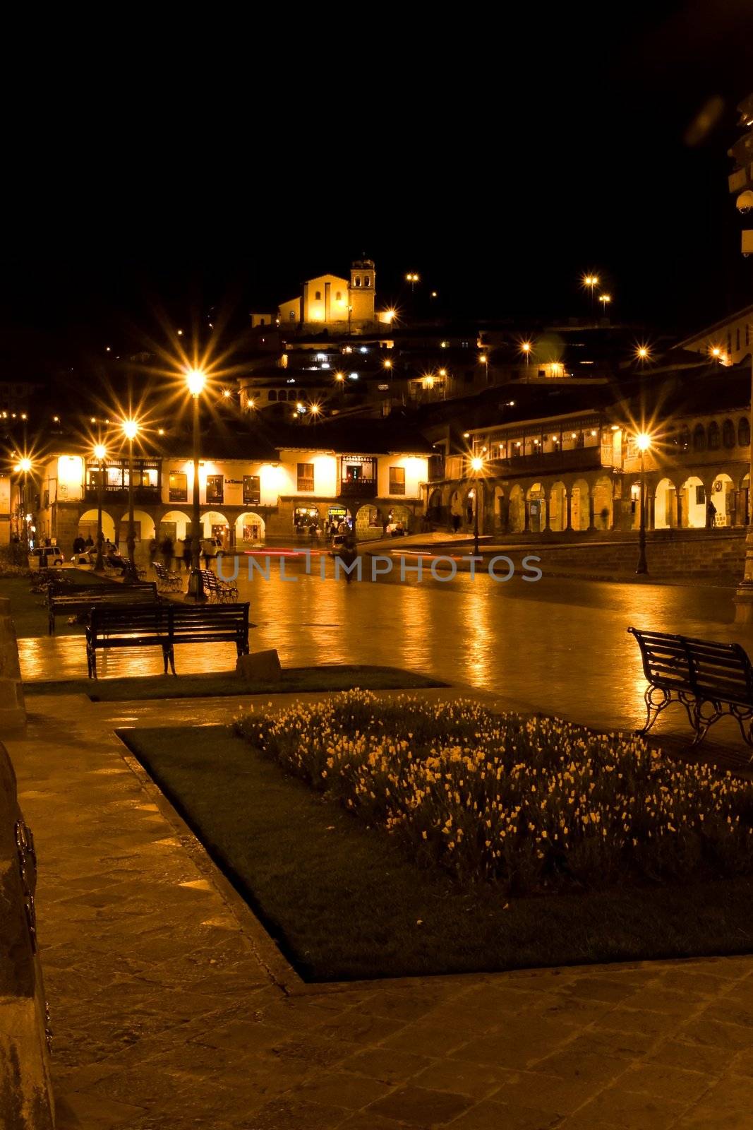 Main square in Cusco, a city in southeastern Peru, near the Urubamba Valley (Sacred Valley) of the Andes mountain range.