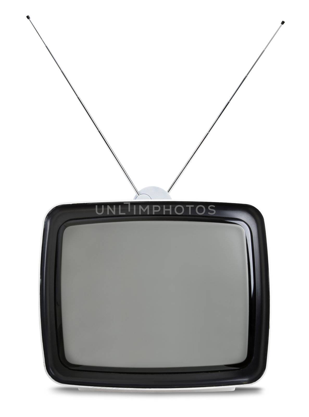 Vintage sixties TV set isolated on white background
