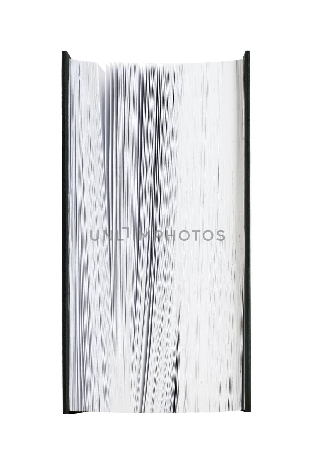 Inside view of a thick book isolated on white background