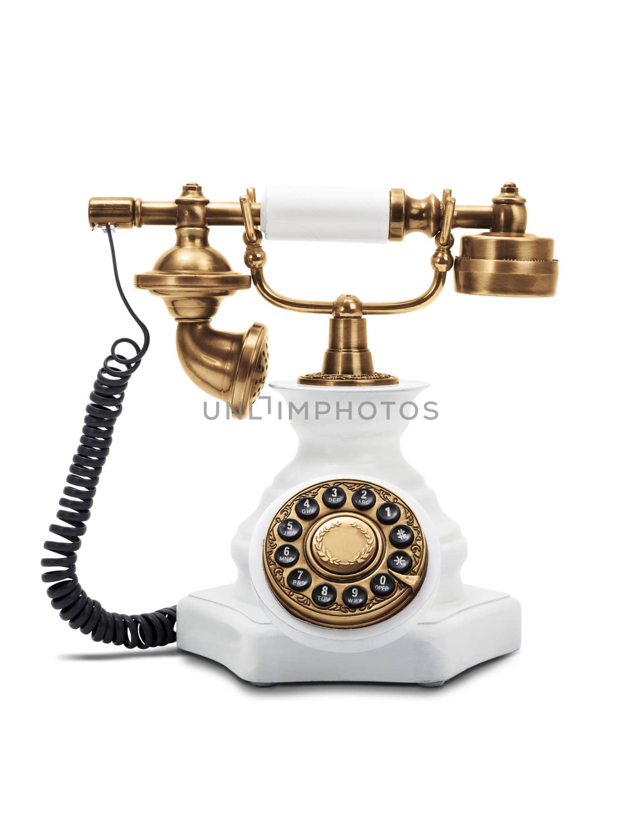 Old fashioned phone isolated on white background