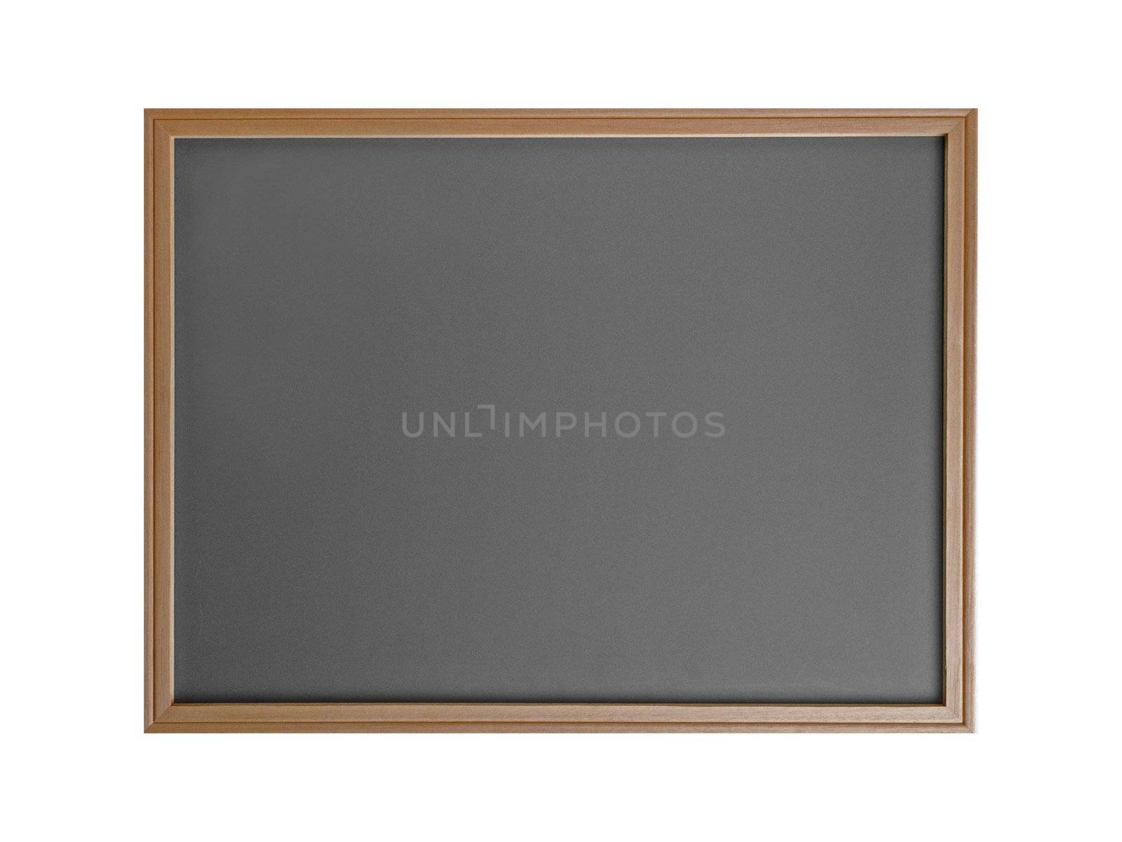 Grey blank blackboard with wooden frame