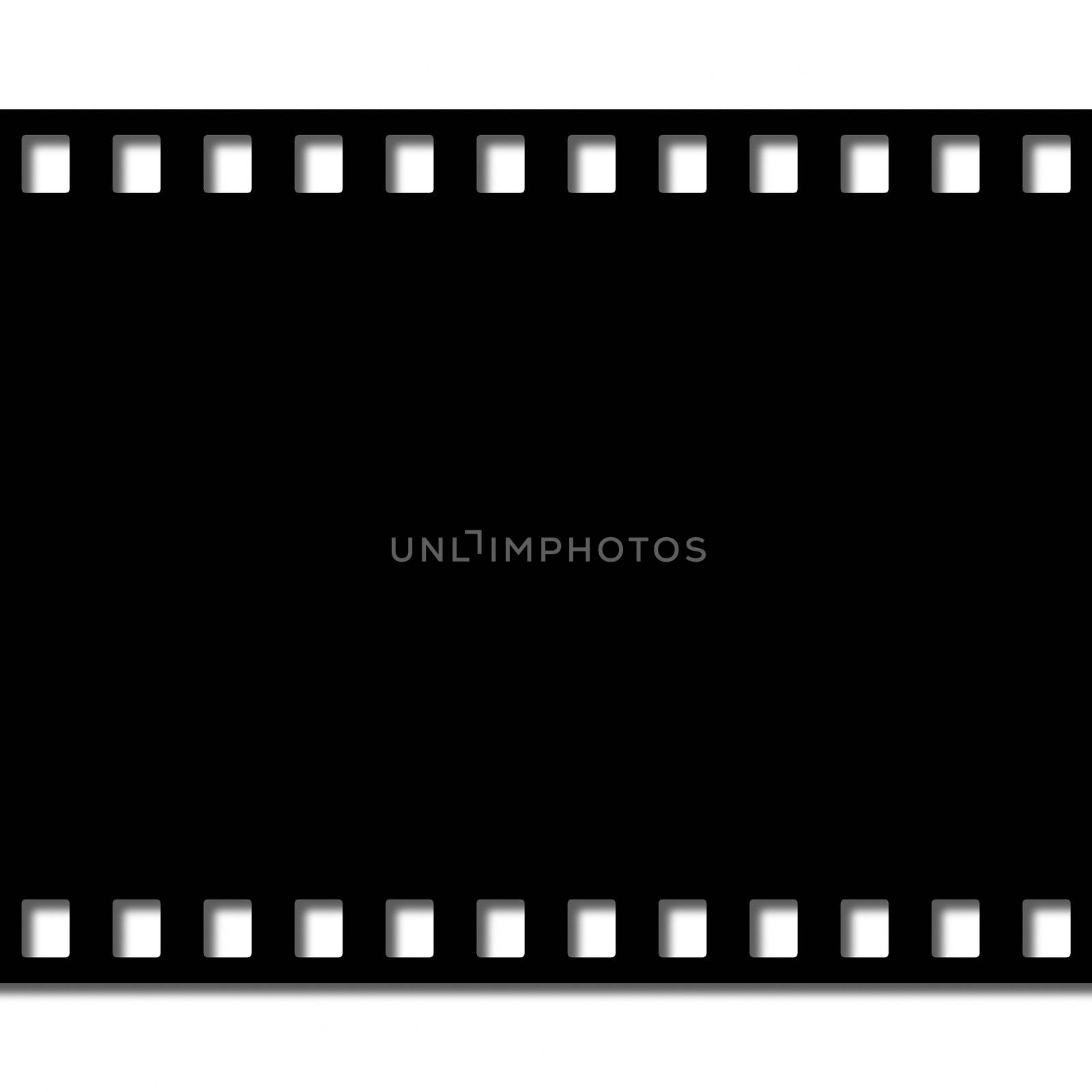 The black-and-white photographic film,  Isolated, the illustration 3D