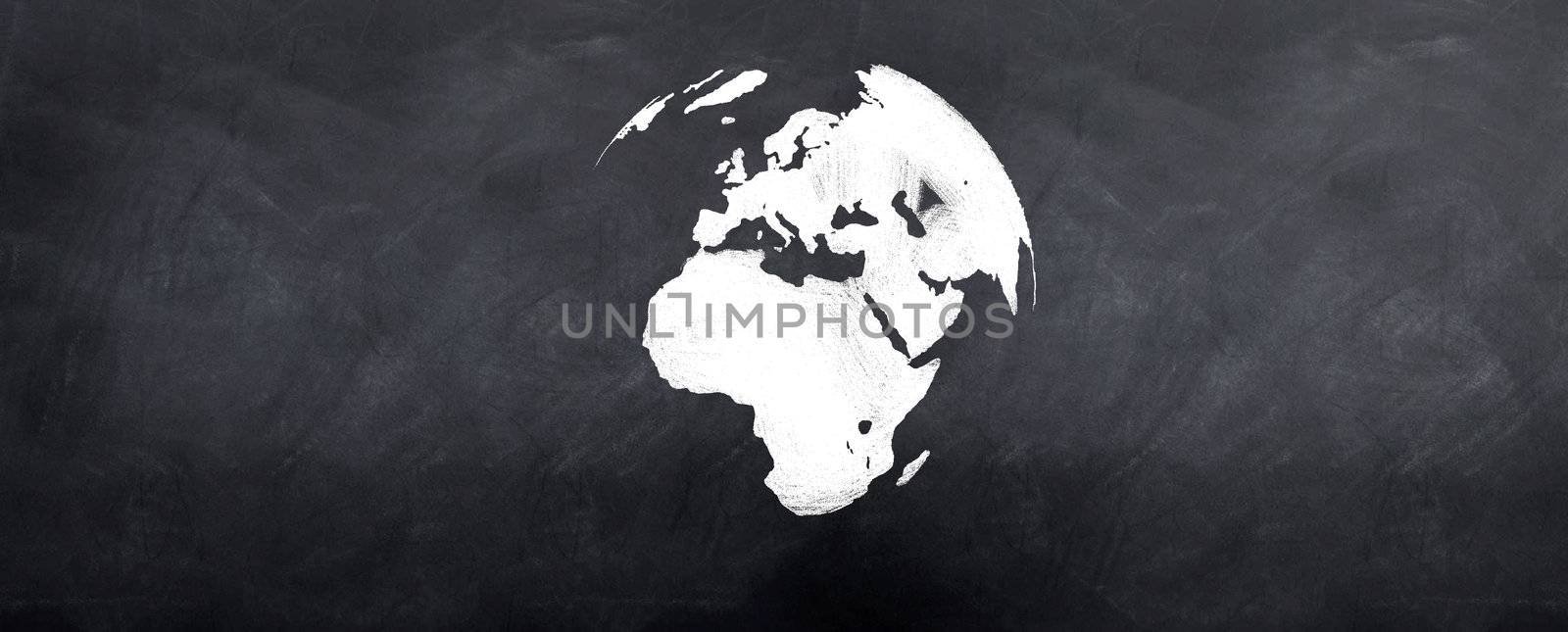 A 3d version of the globe sketched on a blackboard