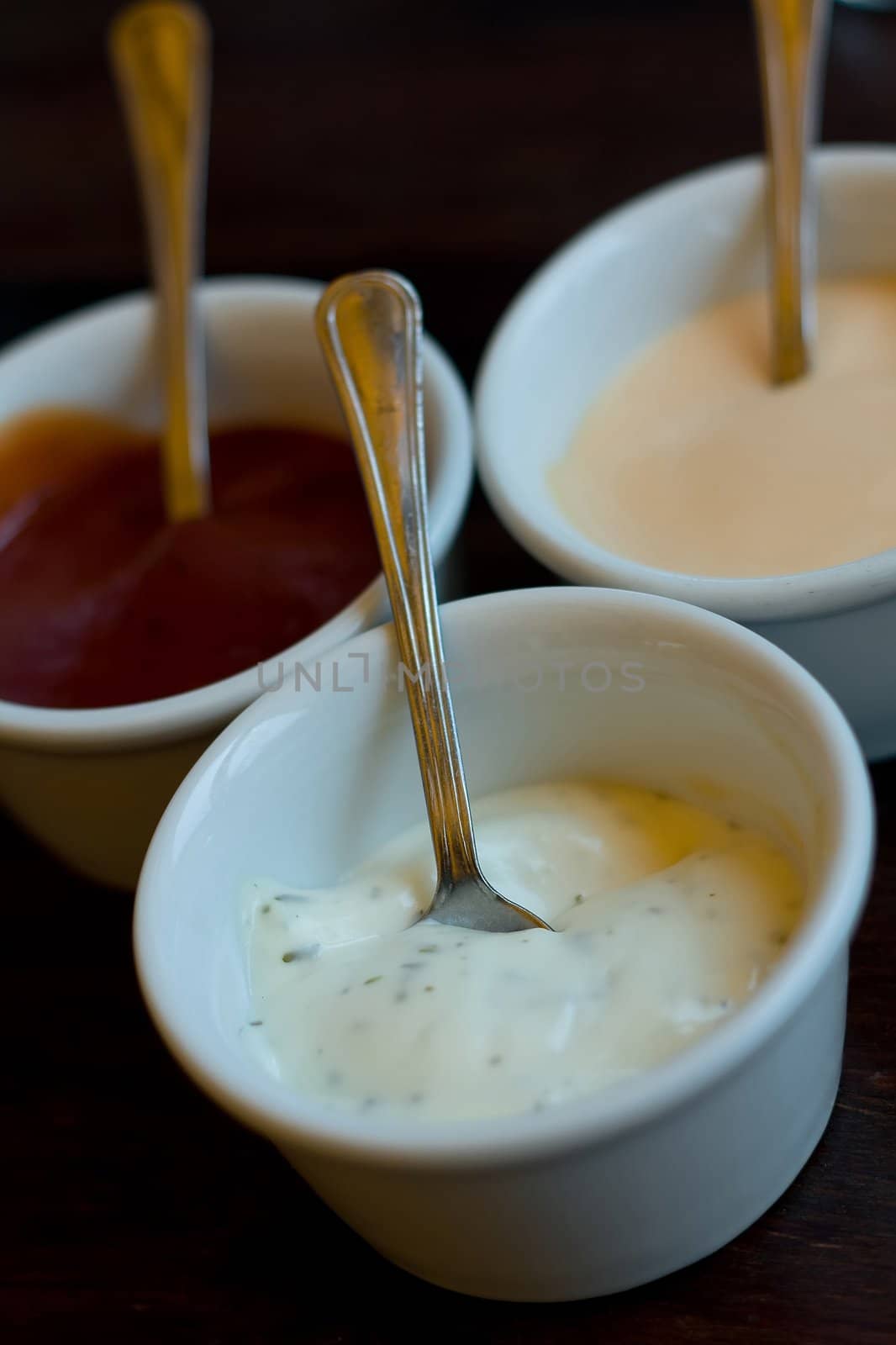 Garlic sauce in bowl at the restaurant